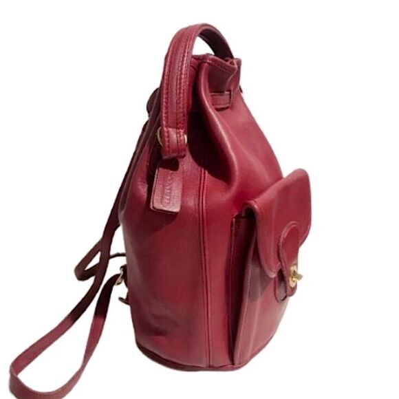 M COACH Vintage Red Glove Tanned Leather Large Sling Backpack Knapsack 9992 COA - Picture 7 of 15